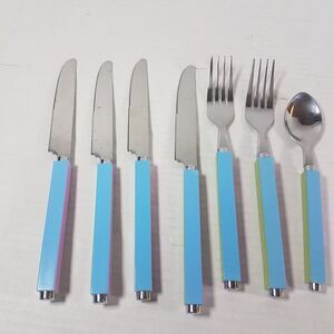 UnBranded China Stainless Flatware Plastic geometric square colorful Handles 7pc